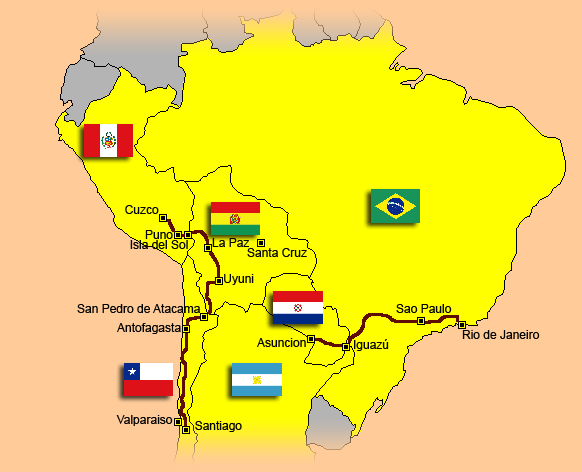 mapa Jižní Ameriky