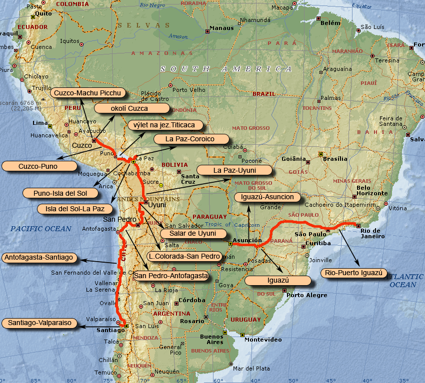 klikac� mapa Ji�n� Ameriky